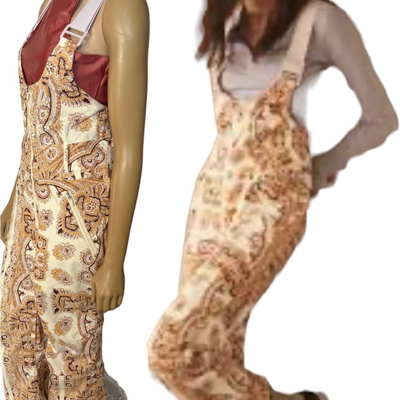 NWT Free People Movement Alpine Glow Printed Snow Bib Brushed Sail Paisley - Picture 3 of 16